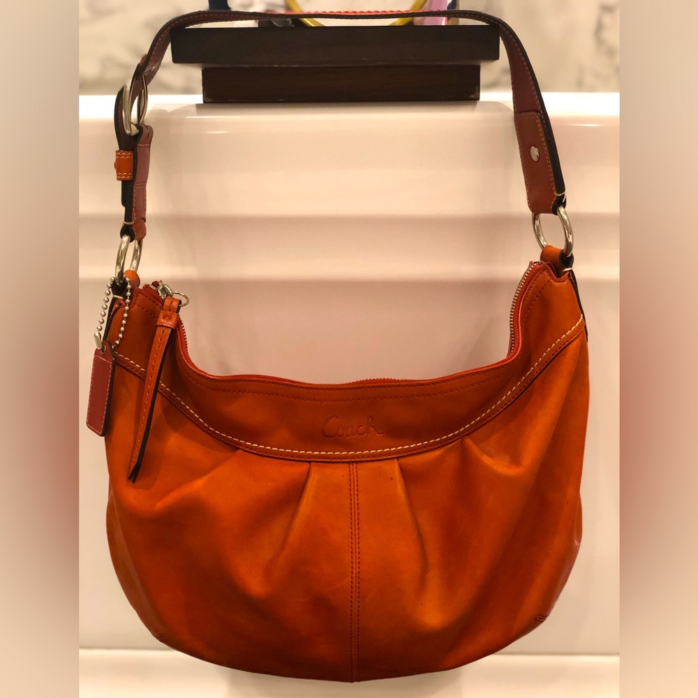 COACH F13731 Burnt Orange Leather Hobo Shoulder Bag